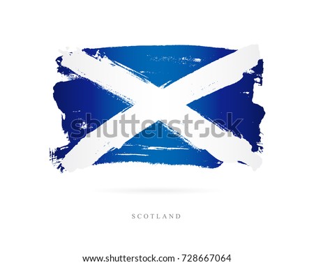 Flag of Scotland. Vector illustration on white background. Beautiful brush strokes. Abstract concept. Elements for design.