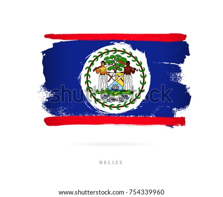 Flag of Belize. Vector illustration on white background. Beautiful brush strokes. Abstract concept. Elements for design.