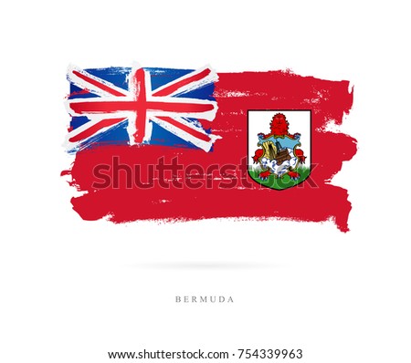 Flag of Bermuda skeletons. Vector illustration on white background. Beautiful brush strokes. Abstract concept. Elements for design.