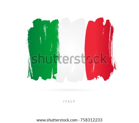 Flag of Italy. Vector illustration on white background. Beautiful brush strokes. Abstract concept. Elements for design.