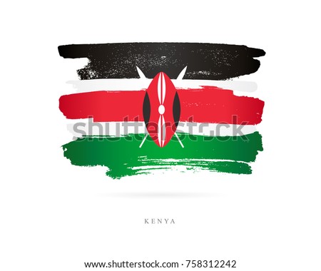 Flag of Kenya. Vector illustration on white background. Beautiful brush strokes. Abstract concept. Elements for design.