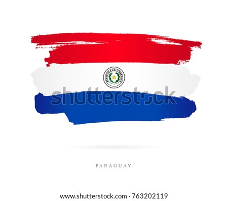 The flag of Paraguay. Vector illustration on white background. Beautiful brush strokes. Abstract concept. Elements for design.