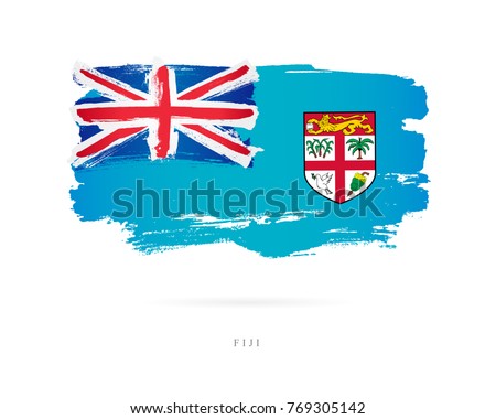 Flag of Fiji. Vector illustration on white background. Beautiful brush strokes. Abstract concept. Elements for design.