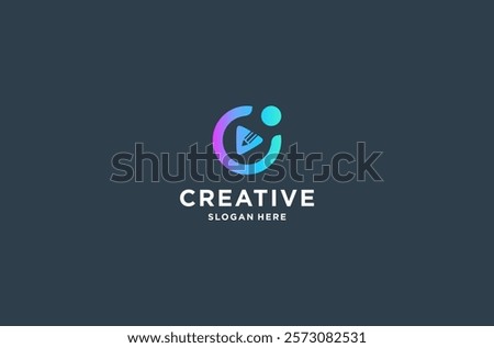 C media creator logo design premium vector.