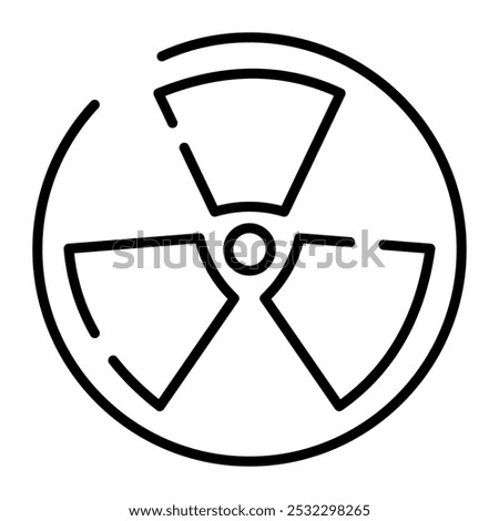 Radiation icon. Black line sign, editable stroke. Symbol of dangerous radiation, nuclear safety, danger warning, radioactive waste. Vector illustration. Ecology concept for web design, print, logo