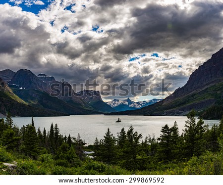 St. Mary Lake and wild goose island in Glacier national park