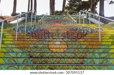 Lincoln Park Steps, Public Stair tiles in Lincoln Park, San Francisco
