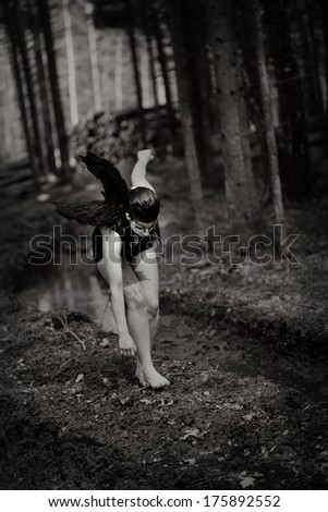 Fantasy image with a fallen angel
