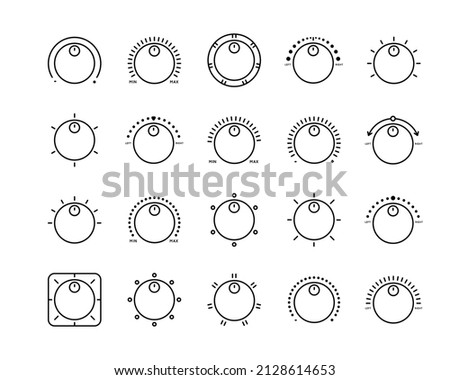 Icon Programmer, Selector, Switch. Select Heat-Cold mode, Power, Balance, Level. Set of vector icons in simple style on white background.