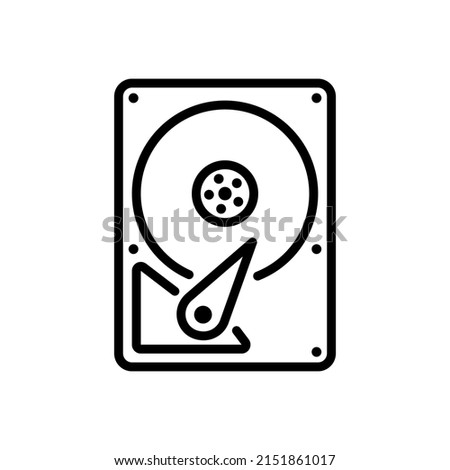 Hard Disk Icon. Storage Of Information. Solid-state drive. Computer Equipment. Vector sign in simple style isolated on white background.