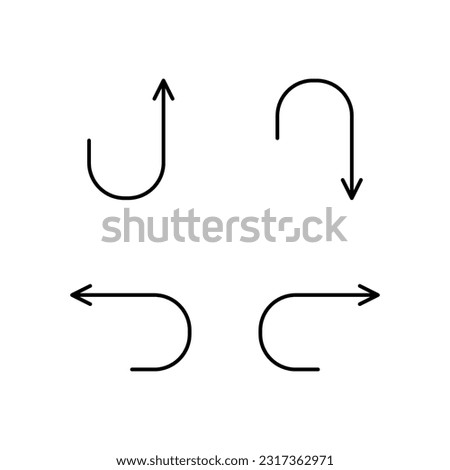 Return arrow is set of icons. Signs are forward, backward, up, down. Vector sign in simple style isolated on white background. Original size 64x64 pixels.