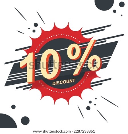 Vintage 10% off sell discount label, vector illustration, white background. Label for poster, banner, flyer, folder, website, header.