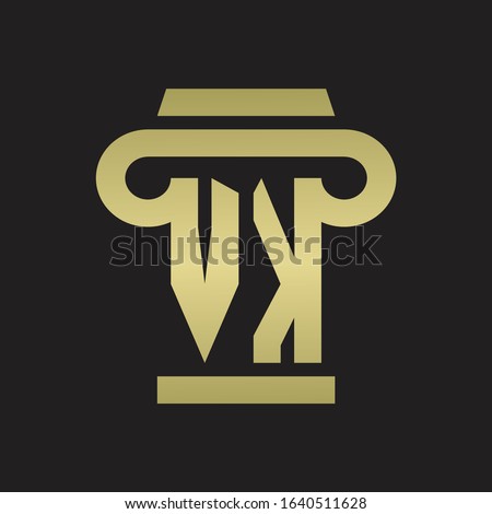 VK Logo monogram with pillar style design template with gold colors