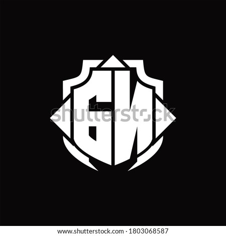 GN logo monogram with shield line and 3 arrows shape design template on black background Stock fotó © 