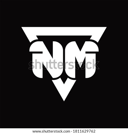 NM NLogo monogram with triangle shape rounded design template on black background