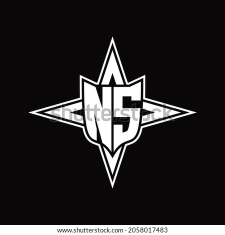 NS Logo monogram with four direction arrows design template on black background Stock fotó © 