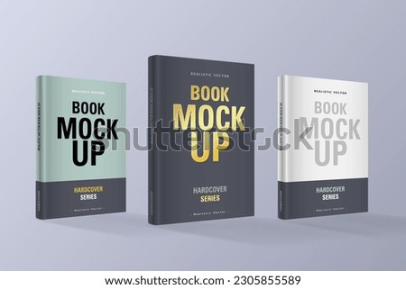 Set of 3D vector illustration book cover templates, solid colors, gold, green sage and black. Realistic Vector.