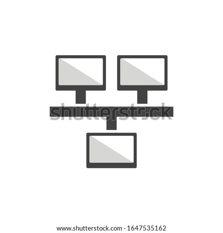 Network sign. LAN Ethernet router port logo. Telecommunication wired internet. Flat minimalist design. white background Gray black vector. product brand service label banner board display. App icon.