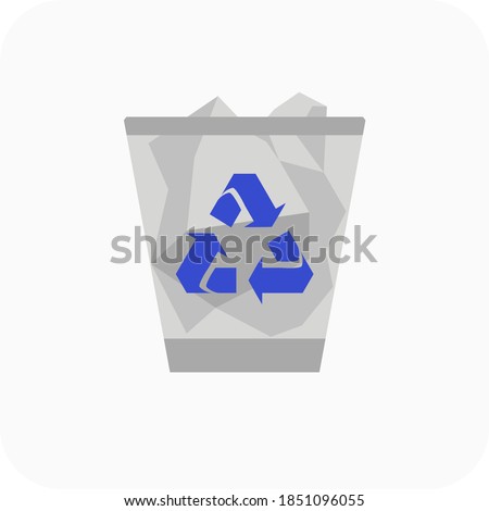 Full recycle bin icon. Trash can. Desktop environment element. Computer deleted files folder. Flat color vector illustration. Open source OS directory theme symbols. PC customization. No space sign.