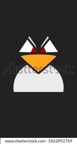 Angry looking Linux penguin. Pirate root admin hacker. open source sign. mobile wallpaper. material design. flat color.