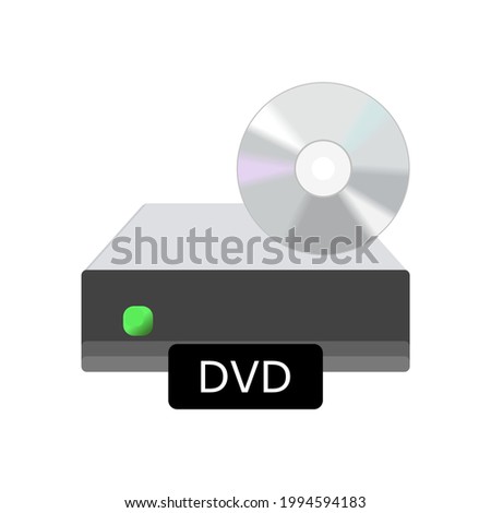 DVD drive icon. Optical disk storage. My computer folder sign. Digital video laser Writer. Desktop icons pack element. Linux open source directory UI shortcut theme customisation. Vector illustration.