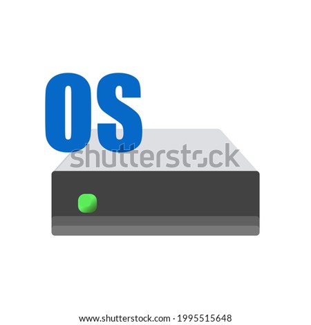 Hard disk icon. OS partition. Operating system. My computer folder sign. Mechanical drive. Solid storage. Desktop icons pack element. Linux open source directory UI shortcut theme. Vector illustration