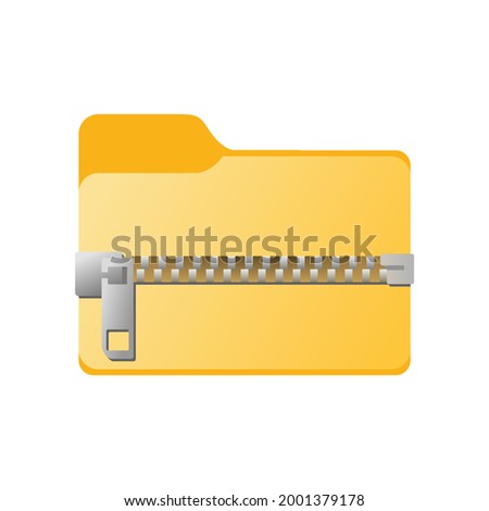 Zip folder icon. My computer desktop icons pack element. Archived directory sign. Linux open source UI shortcut theme customisation. Compressed files. display vector illustration.