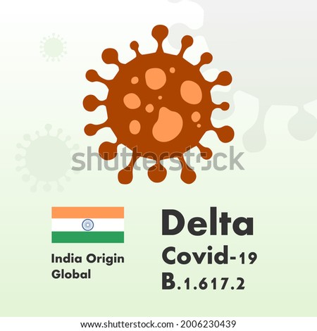 Covid-19 delta variant. South Asia virus. Indian version of coronavirus. Infographic poster illustration. Regional varieties with national flag. Mutant versions of viral pandemic.