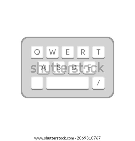 Keyboard input icon. Typing touchpad sign. Desktop icons pack. Computer device peripheral shortcut. Linux inspired theme. UI customization element. Vector illustration.