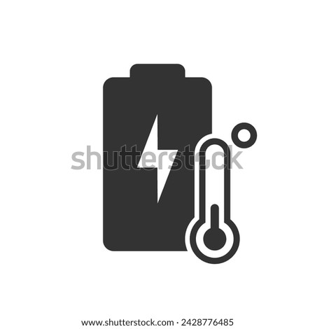 Battery temperature icon. Overheating electric cell warning sign. Heat action on lithium ion devices.