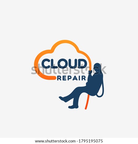 Cloud repair logo Abseiling design simple and modern