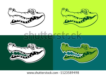 Alligator vector outline silhouettes
