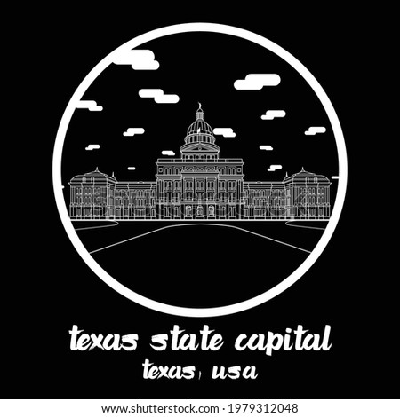 Circle Icon line Texas State Capital. vector illustration