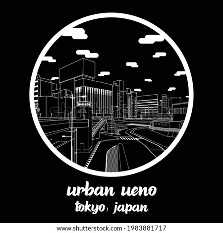 Circle Icon line Urban Ueno city in tokyo. icon vector illustration 