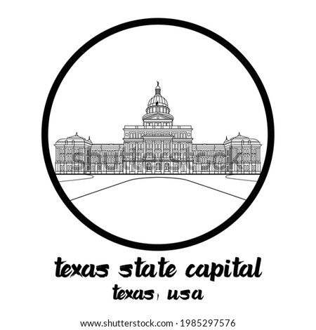 Circle Icon line Texas State Capital. vector illustration