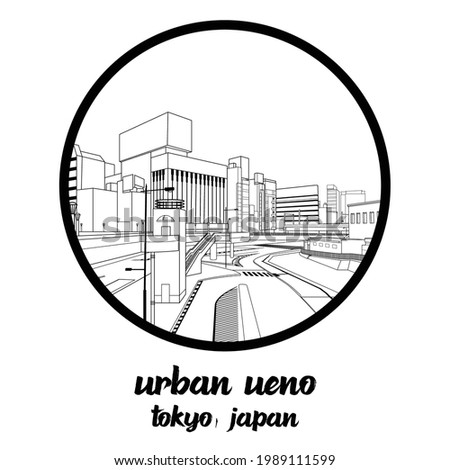 Circle Icon line Urban Ueno city in tokyo. icon vector illustration 