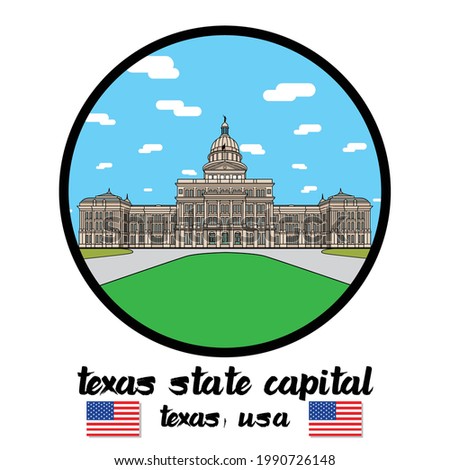 Circle Icon line Texas State Capital. vector illustration