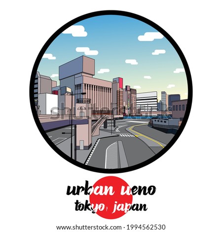 Circle Icon line Urban Ueno city in tokyo. icon vector illustration 