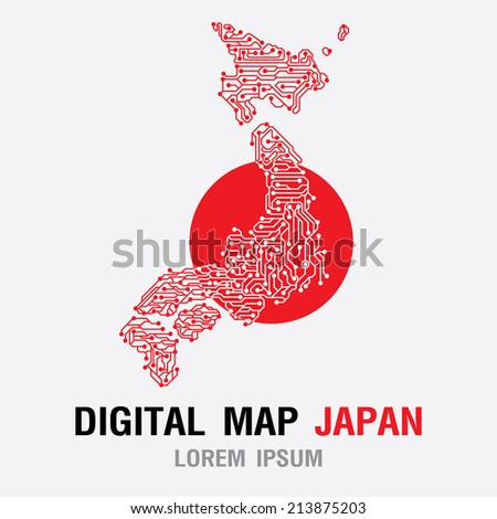 Japan Digital Map. Vector Illustration.