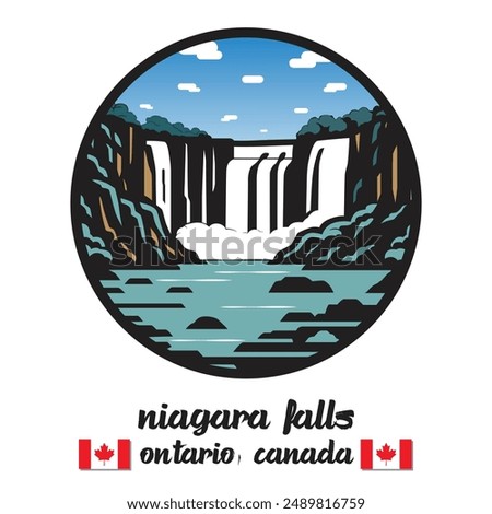 Circle Icon Niagara Falls canada. Vector illustration
