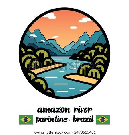 Circle Icon Amazon River. Vector illustration
