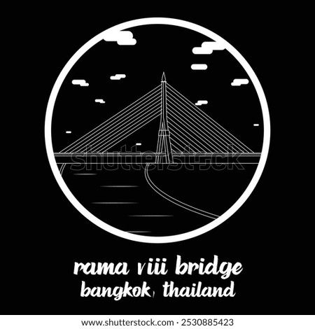 Circle Icon King Rama VIII Bridge. Vector Illustration