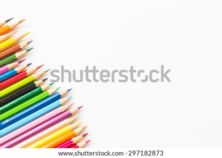 Color pencil with copy space isolated on white background,education concept.