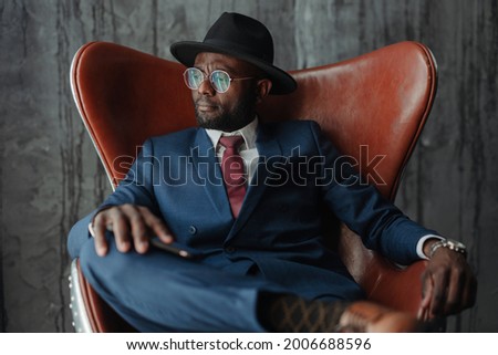 Similar – Image, Stock Photo Stylish black man with naked torso in studio