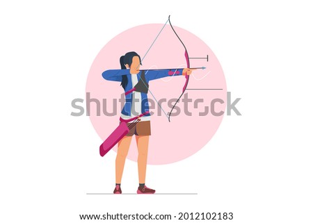 Archery athlete with compound bow. Vector Illustration isolated on white background.