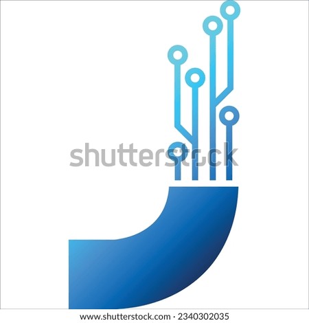 Technology Logo in blue gradient letter icon