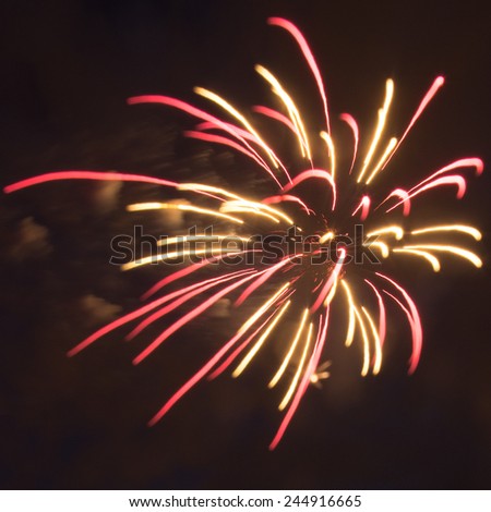 Fireworks go off over Black\'s Creek in Quincy, MA.