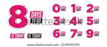 Flashing magenta days to go numbers. Stickers and banners timer pack.