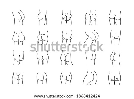 Abstract poster with butts. Hand drawn female and male body parts for print, textile, wrapping paper. Contemporary vector illustration