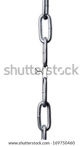Thin piece of wire is the weakest link in the chain focus on the wire and isolated, concept for a team or a player.